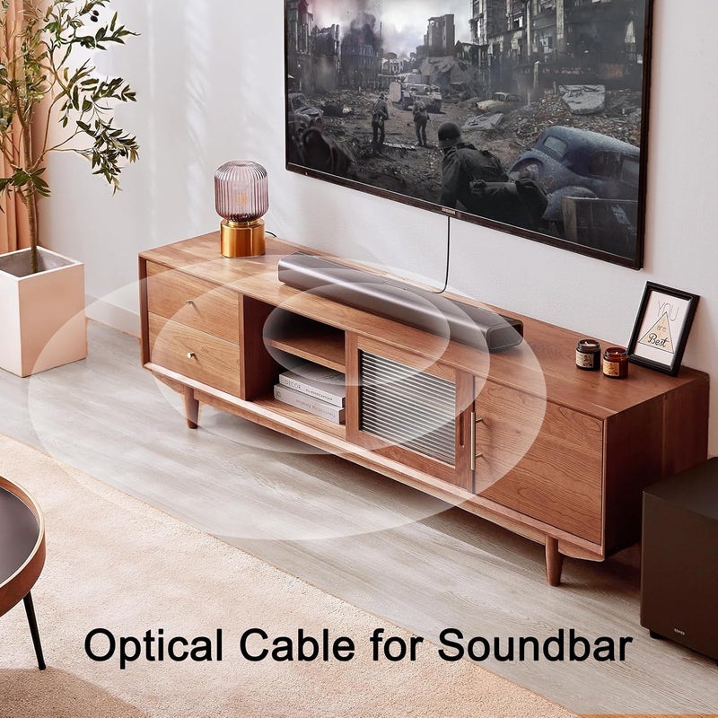 DteeDck Digital Optical Audio Cable 3 feet, Fiber Optic Cable Ultra-Thin Cord, SPDIF Toslink Optical Cable Compatible with PS4 Xbox TV to Sound Bar Home Theater - Image 3
